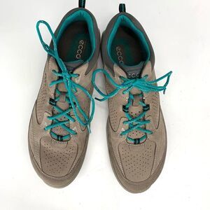 ECCO womens sneakers shoes tan turquoise lace up sz 40 or 9.5 womens